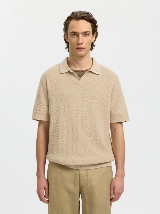 SLHMATTIS SS LINEN BLEND STRUC POLO